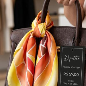 Lenço toque de seda tons de amarelo e laranja